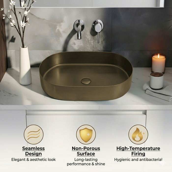 Round Edges Bronze Stainless Steel Wash Basin 