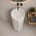 Round freestanding pedestal wash basin 15.7 x 15.7 x 33.5 inch in white marble pattern with cylindrical floor standing design for modern luxury bathroom