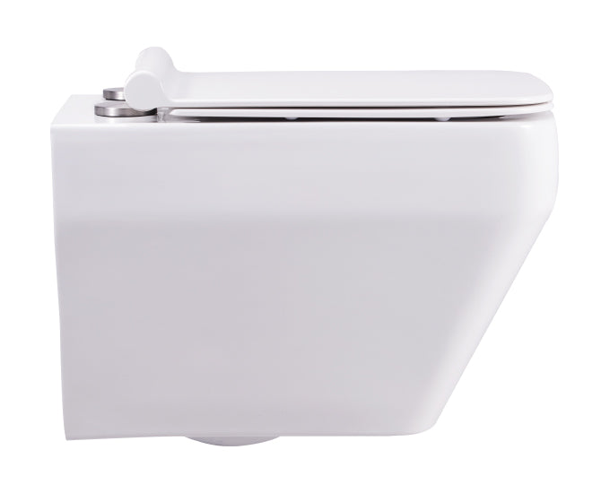 Bassino Ceramic Wall Mount/Wall Hung Western Toilet/Commode/Water Closet /European Commode P Trap Outlet Is From WALL With Soft Close Seat Cover For Bathrooms (Size : 520*340*360mm)