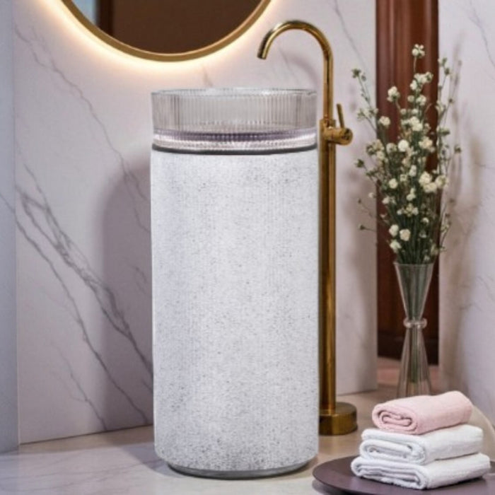 Glass Pedestal Wash Basi,size-16x16x34 Inch