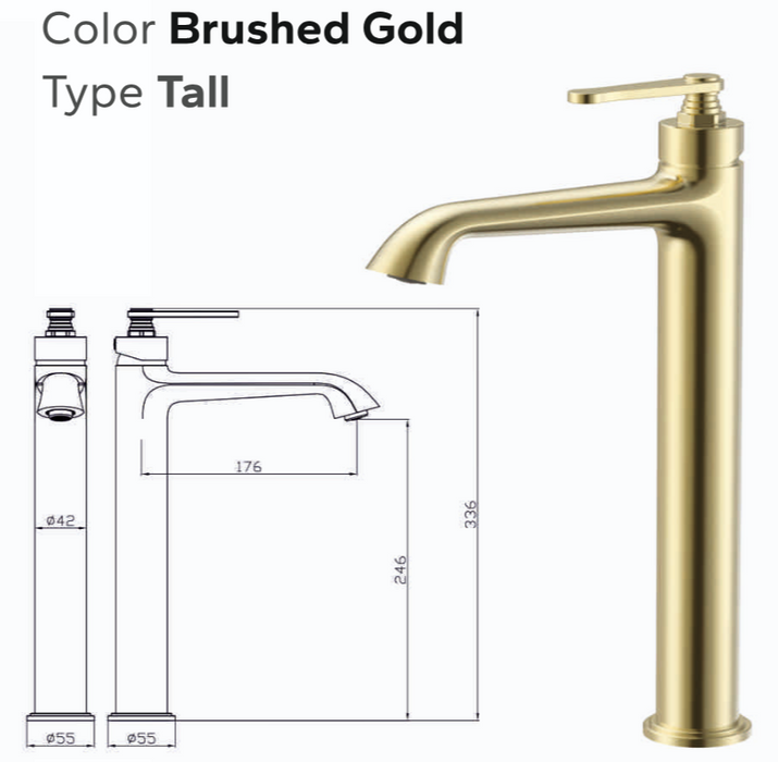 BASSINO Luxury Tall Basin Mixer Tap Modern Faucet | 5 Years Warranty