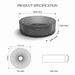 Smoky grey round glass table top wash basin with vertical ribbed design, 400 × 400 × 120 mm, for modern luxury bathrooms.