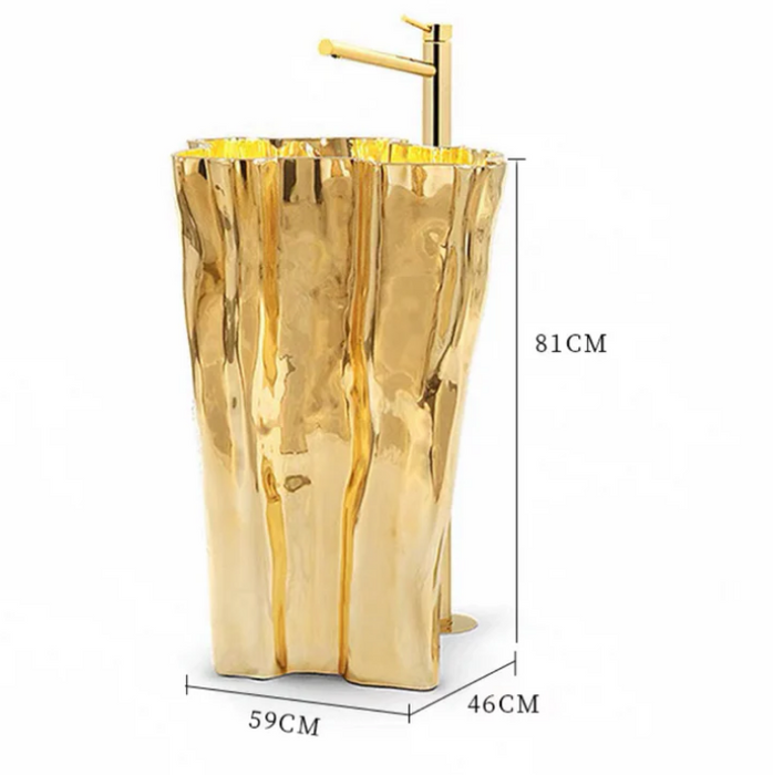 BASSINO Rose Gold Artistic Stainless Steel Washbasin Luxurious Bathroom Freestanding Basin