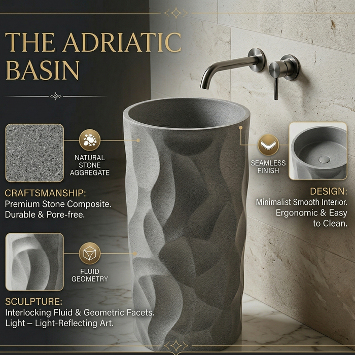 Textured Grey Freestanding Pedestal Wash Basin