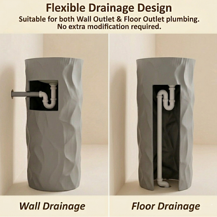 Textured Grey Freestanding Pedestal Wash Basin