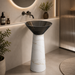 Top Black Rasin And Bottom Artificial Stone White Satvario Pedestal basin 