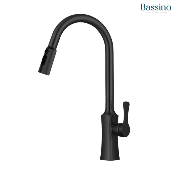 Pull-Out 3-Function Kitchen Sink Mixer Tap | 360° Swivel | Multi-Flow | 3 Finishes | 7-Year Warranty Black