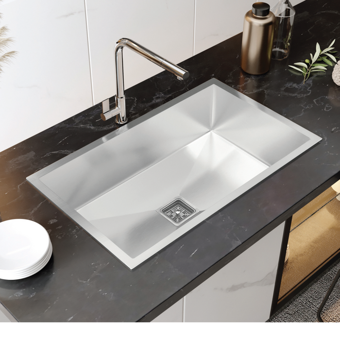 Bassino Handmade 304 GRADE Kitchen Sink 27x18 Inch ,Satin Finish,25 years warranty
