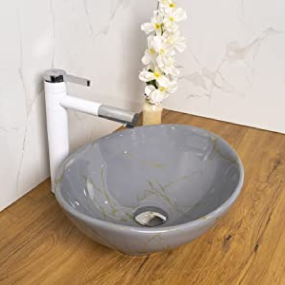 BASSINO Art Wash Basin Countertop, Tabletop Ceramic Bathroom Sink/Basin (410x340x145mm)