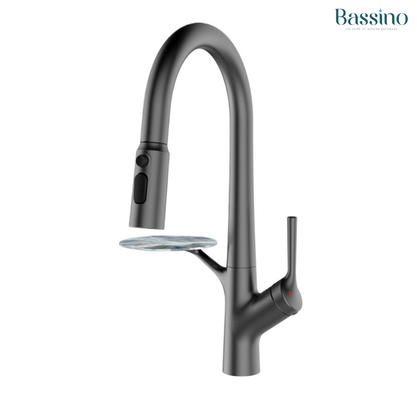 Pull-Out 3-Function Kitchen Sink Mixer Tap | 360° Swivel | Multi-Flow | 4 Finishes | 7-Year Warranty Gun Grey