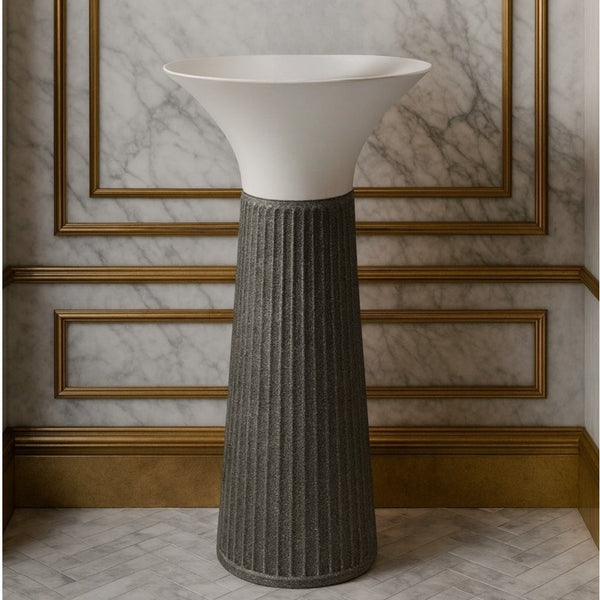Ceramic Pedestal Wash Basin(Size-16x16x34 Inch) SULIT-72/73 WHITE