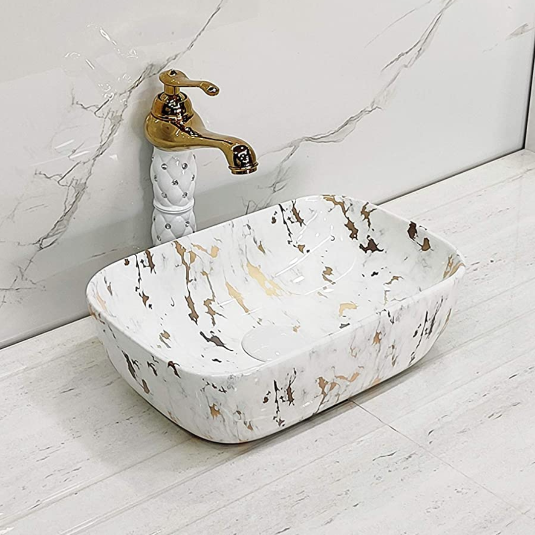 BASSINO Art Wash Basin Countertop, Tabletop Ceramic Bathroom Sink/Basin (360x240x120mm)