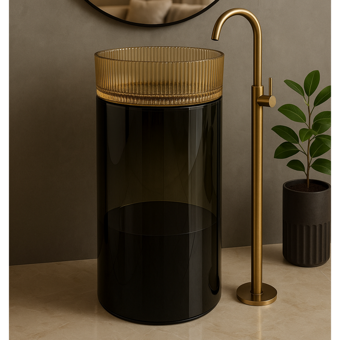 Luxury Acrylic & Glass Pedestal Basin – 16×16×34Inch