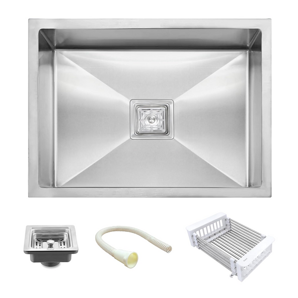 Bassino Handmade 304 GRADE Kitchen Sink 27x18 Inch ,Satin Finish,25 years warranty