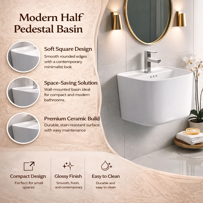 Wall mount Half Pedestal Wash Basin 9
