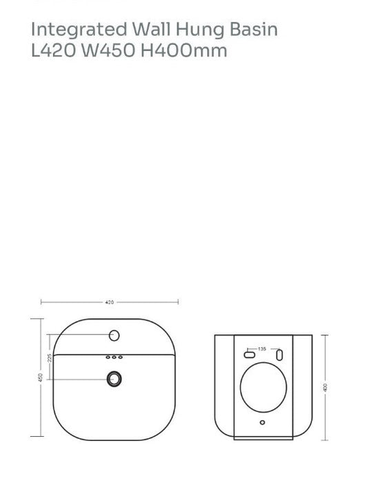 Wall mount Half Pedestal Wash Basin Size