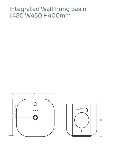 Premium Ceramic Wall mount Half Pedestal Wash Basin, White Finish (17 × 18 × 16 In)