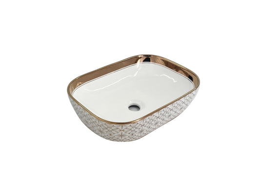 BASSINO Art Wash Basin Countertop, Tabletop Ceramic Bathroom Sink/Basin(455 x 325 x 135mm)