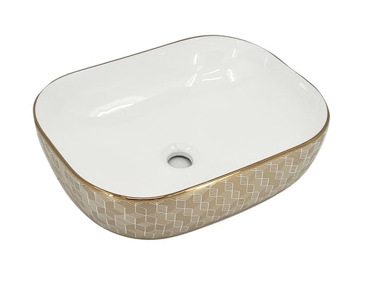 BASSINO Art Wash Basin Countertop, Tabletop Ceramic Bathroom Sink/Basin(500 x 395 x 145mm)