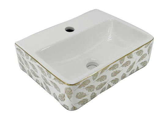 BASSINO Art Wash Basin Countertop, Tabletop Ceramic Bathroom Sink/Basin(395 x 295 x 120mm)