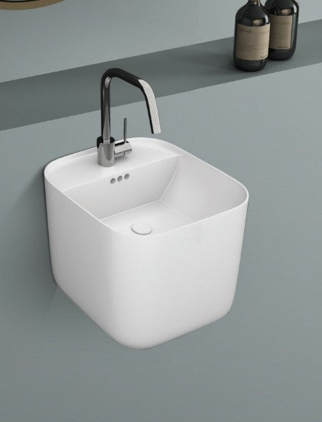 Ceramic Wall Mount Half Pedestal Wash Basin,BPB-755,size-17x18x16 Inch