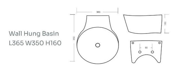 Premium Designer Wall Mount/Wall Hanging Wash Basin/Bathroom sink (15x15x6 In) B-WM3