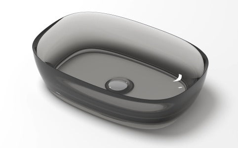 Bassino Modern Transparent Resin Wash Basin | Stylish Countertop Wash Basin for Bathroom–550x400x150 mm