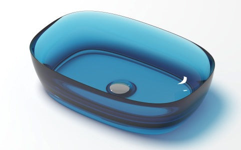 Bassino Modern Transparent Resin Wash Basin | Stylish Countertop Wash Basin for Bathroom–550x400x150 mm