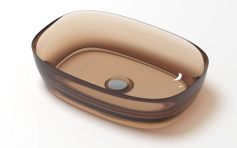 Bassino Modern Transparent Resin Wash Basin | Stylish Countertop Wash Basin for Bathroom–550x400x150 mm