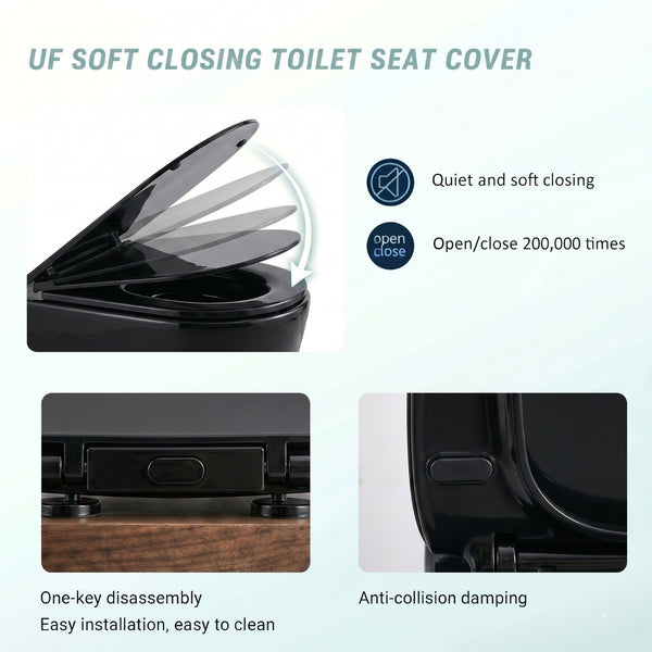 Bassino Wall Hung Toilet – Glossy Black | 20.5 x 13.5 x 14 Inches Modern WC