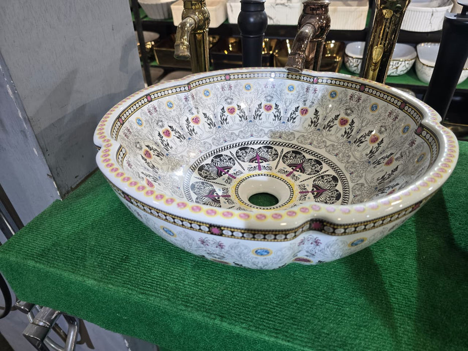 Bassino Designer Table Top Wash Basin– 16.5 × 16.5 × 6 Inches | Imported Luxury Basin