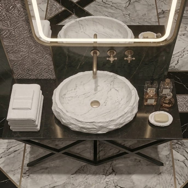 BASSINO Artificial Stone Finish Table Top Basin – 19″ x 14″x 6" Matte Designer Countertop Wash Basin