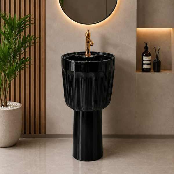 Ceramic Pedestal Wash Basin,US-2009 A(size-15x15x33 Inch)