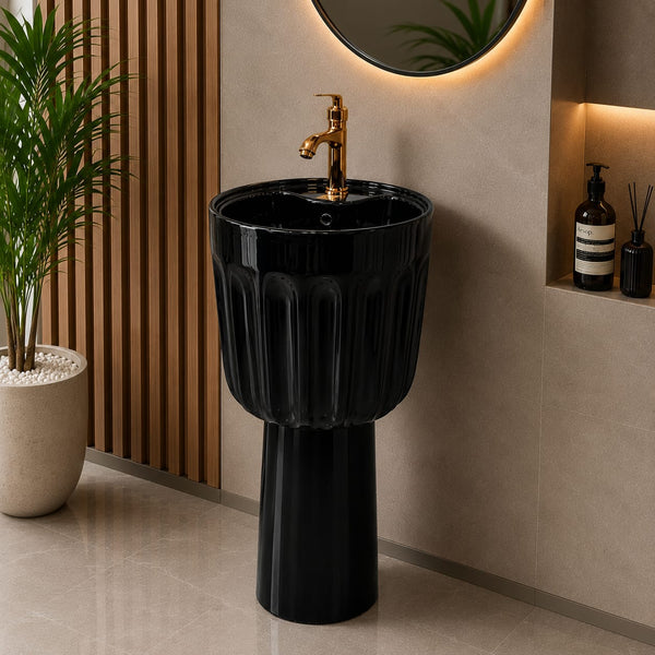 Ceramic Pedestal Wash Basin,US-2009 A(size-15x15x33 Inch)