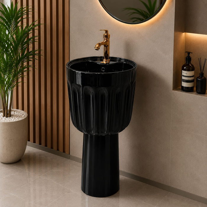 Ceramic Pedestal Wash Basin,US-2009 A(size-15x15x33 Inch)