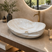 White Beige Marble Ceramic Countertop Wash Basin