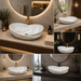 White Beige Marble Ceramic Countertop Wash Basin