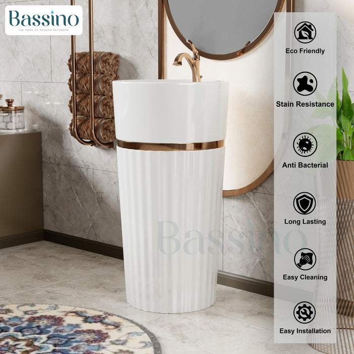 White Gloss Ceramic Pedestal Wash Basin