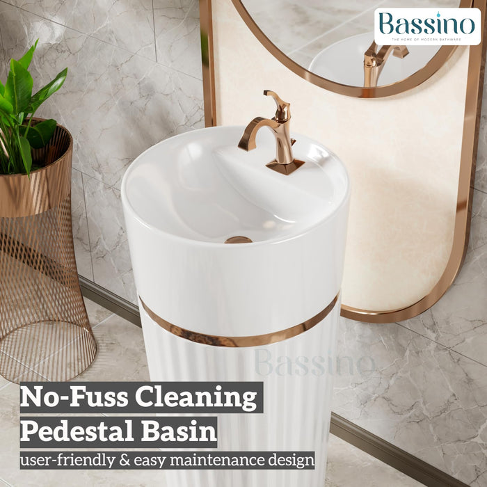 White Gloss Ceramic Pedestal Wash Basin
