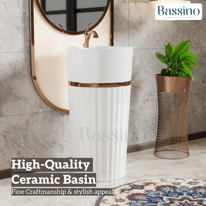 White Gloss Ceramic Pedestal Wash Basin