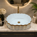 White Gold Stripe Ceramic Countertop Wash Basin 