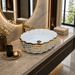 White Gold Stripe Ceramic Countertop Wash Basin 