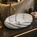 White Grey Glossy Marble Oval Countertop Wash Basin