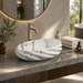 White Grey Glossy Marble Oval Countertop Wash Basin
