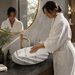 White Grey Glossy Marble Oval Countertop Wash Basin