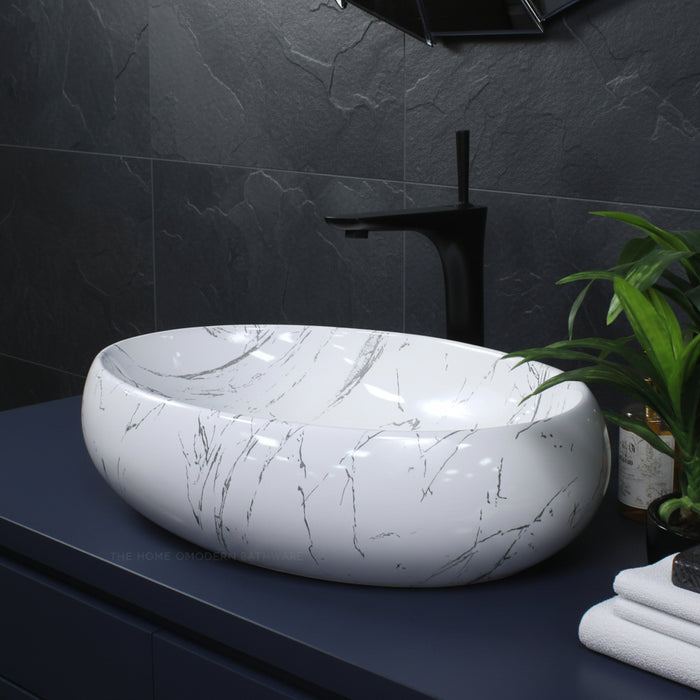 White Marble pattern Table Top Wash Basin