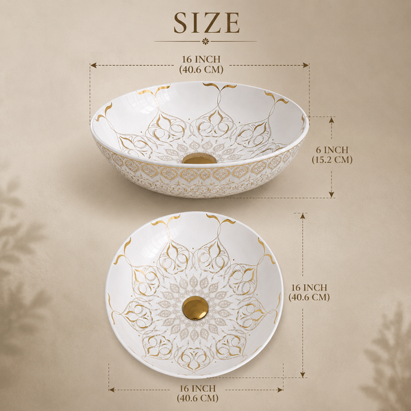 Premium Designer Table Top Wash Basin (16x16x6 In) (BTT-1368)