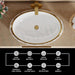 White and gold Oval Shape Counter Top Wash Basin