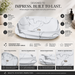 White and grey marble pattern matte ceramic table top wash basin, 600x430x150 mm, with sculpted rectangular design for modern luxury bathrooms.