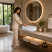 White and grey marble pattern matte ceramic table top wash basin, 600x430x150 mm, with sculpted rectangular design for modern luxury bathrooms.